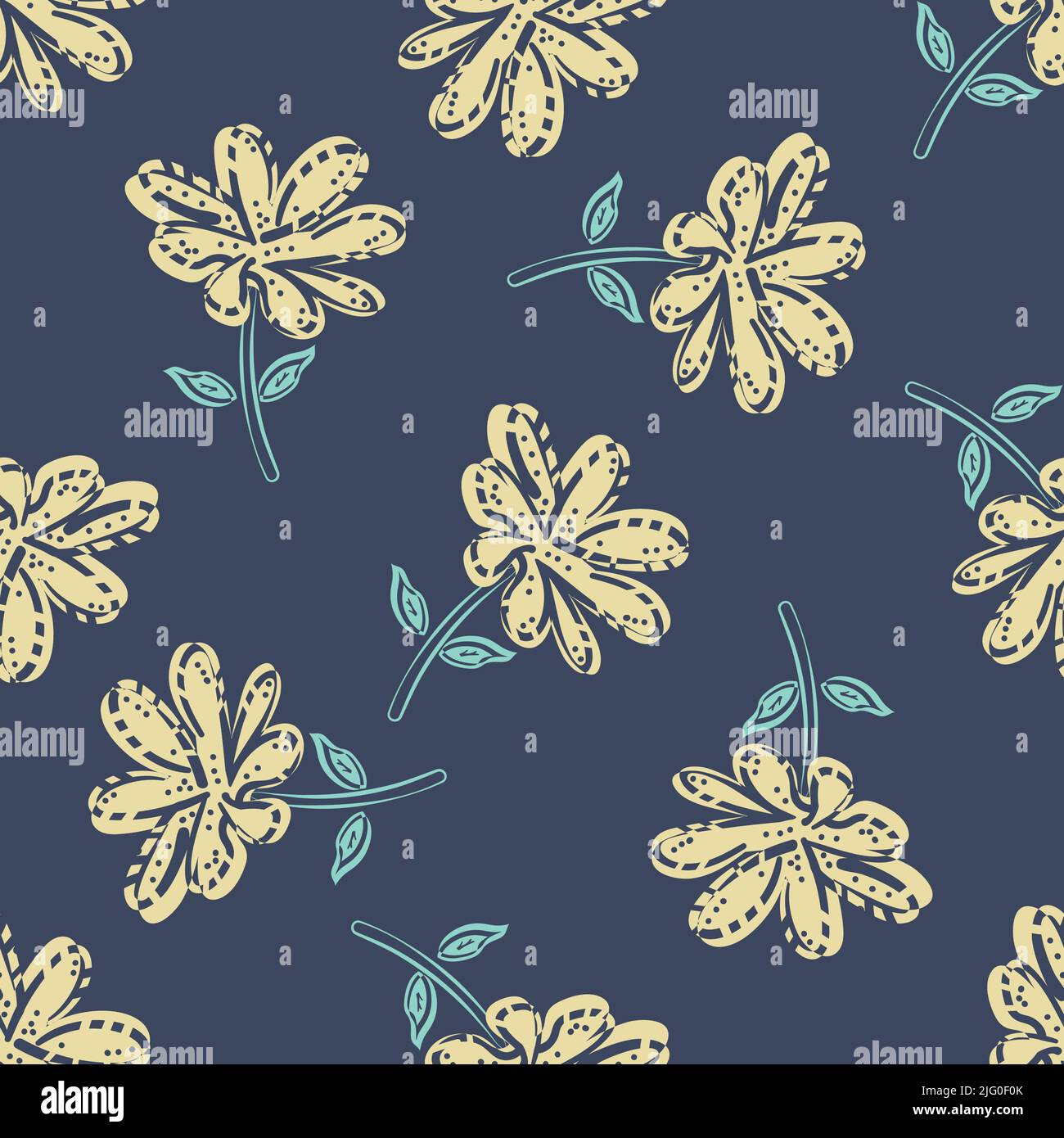 Wild meadow flower seamless vector pattern background. Modern style ...
