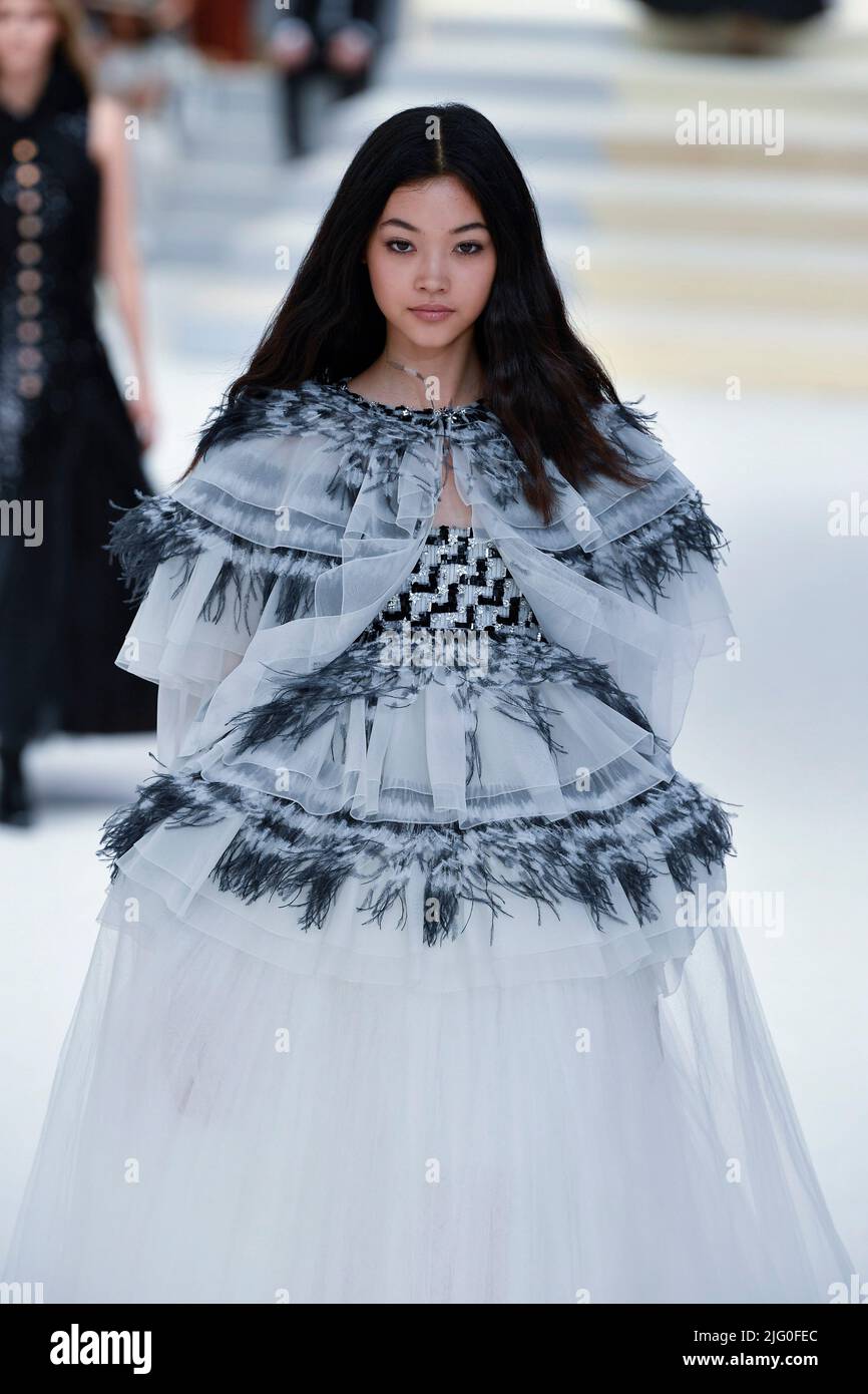 Paris, France, July 5, 2022. Model walks on the runway during the