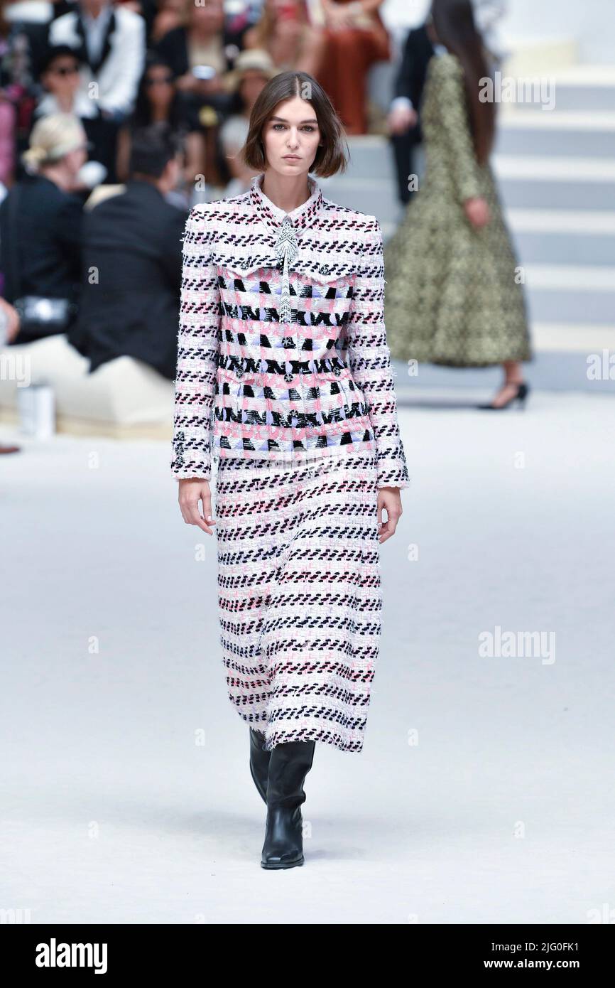 Paris, France, July 5, 2022. Model walks on the runway during the Chanel  Fall Winter 2022