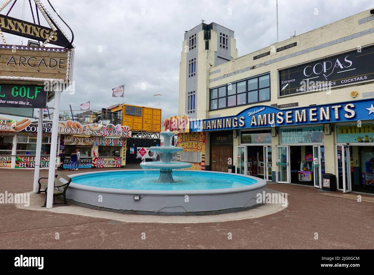 Felixstowe, Suffolk, UK - 6 July 2022: Mannings amusements on the sea front. Stock Photo