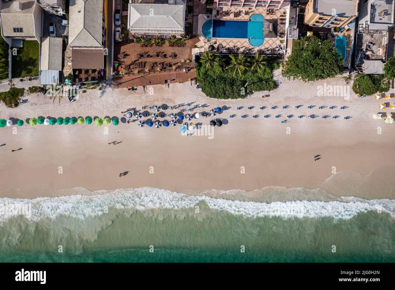 Top-down view of the beach in Bombinhas, Brazil Stock Photo