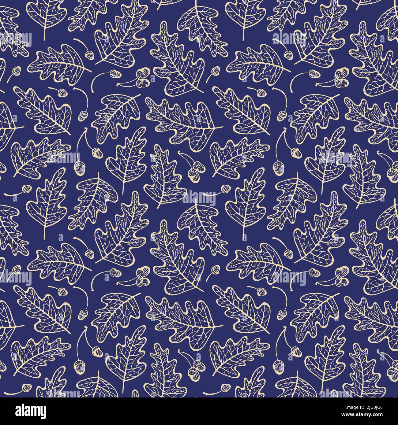 Seamless pattern with oak leaves and acorns. Hand drawn floral ...
