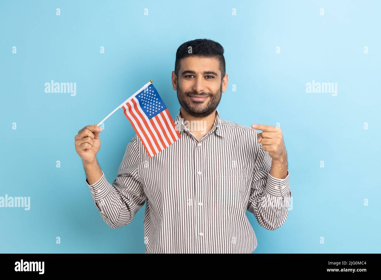 Man wearing american flag shirt sale