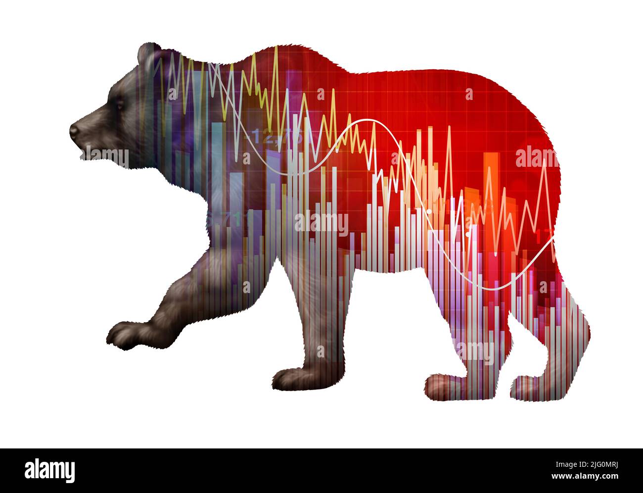 Bear economy and declining  business or economic decline and market share fall with a downward trend as a financial concept  for recession. Stock Photo