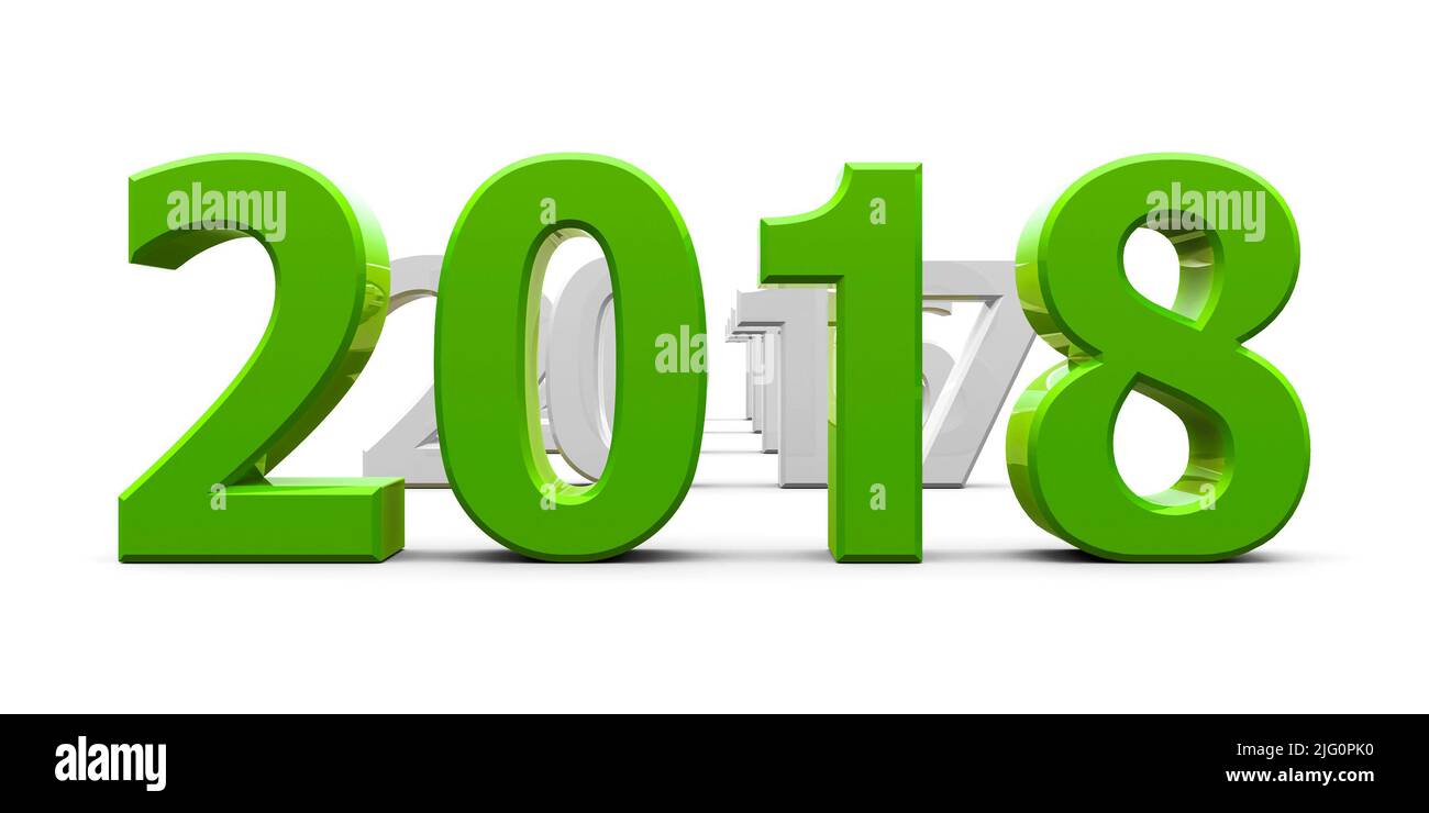 Green 2018 come represents the new year 2018, three-dimensional rendering, 3D illustration Stock Photo