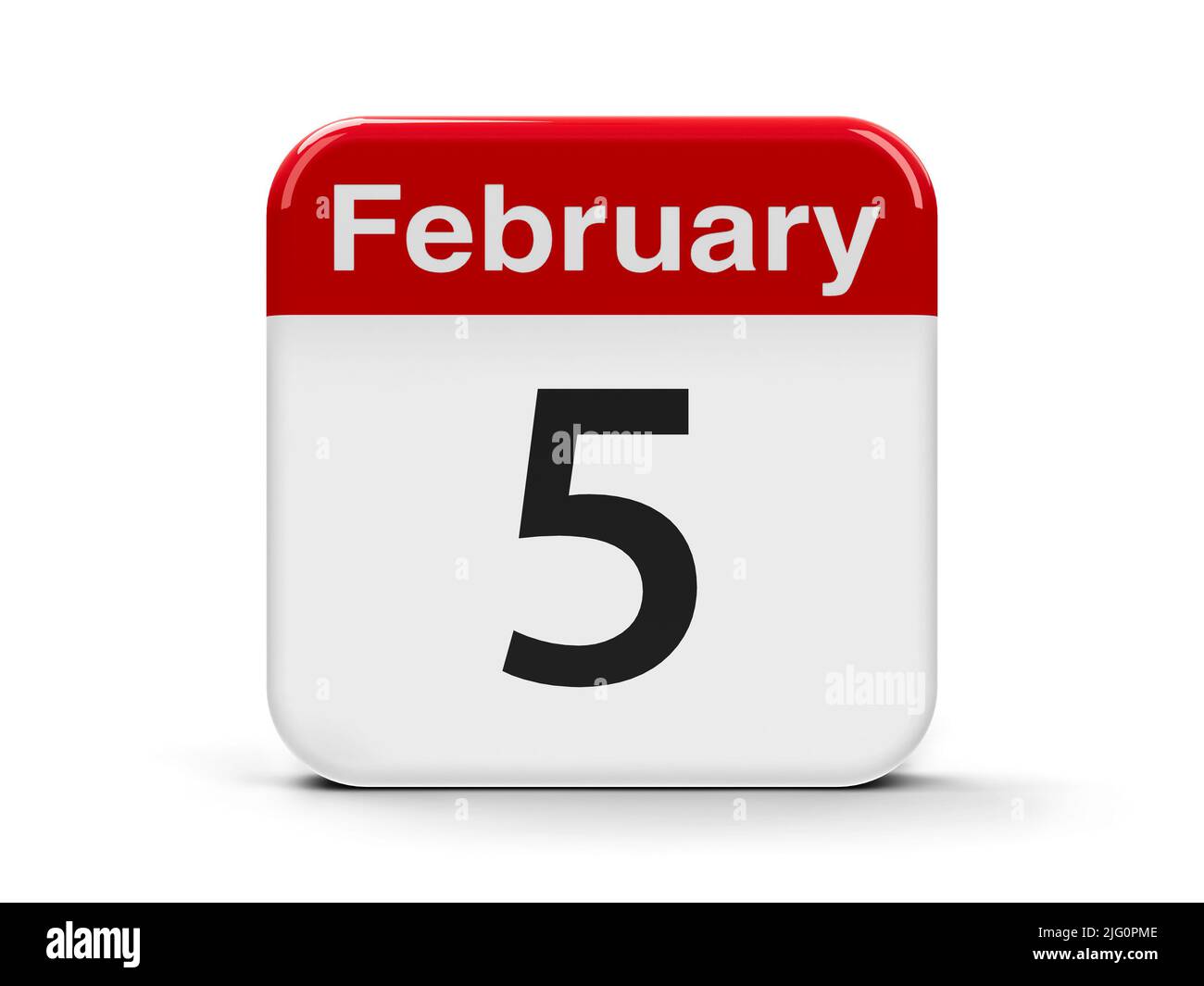 Calendar web button - The Fifth of February, three-dimensional rendering, 3D illustration Stock Photo