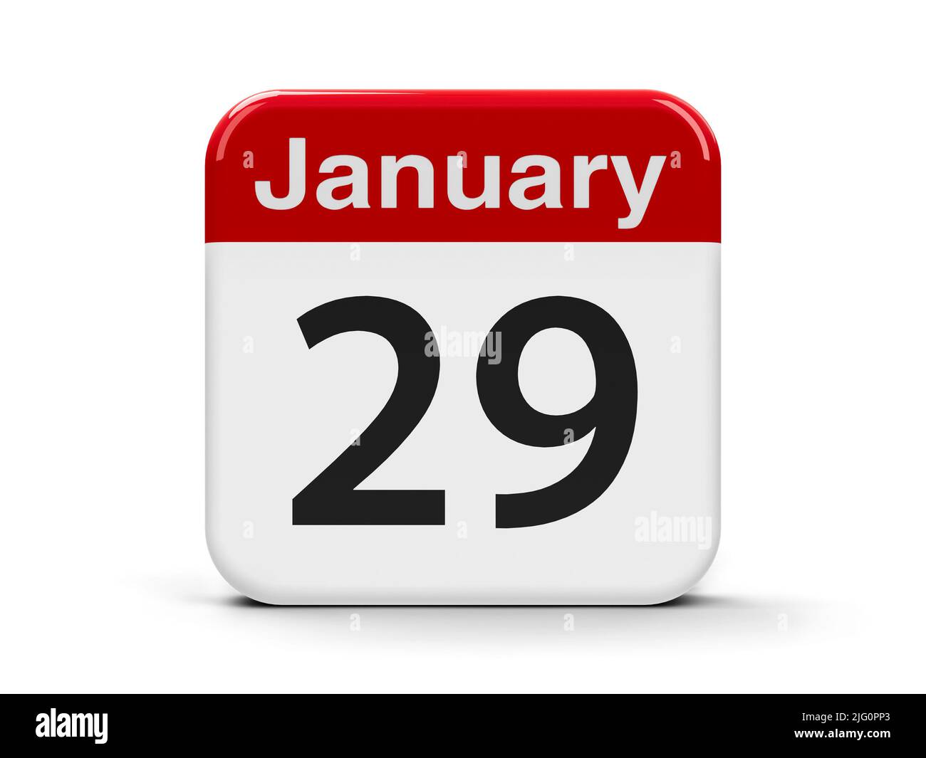 Calendar web button - The Twenty Ninth of January, three-dimensional rendering, 3D illustration Stock Photo