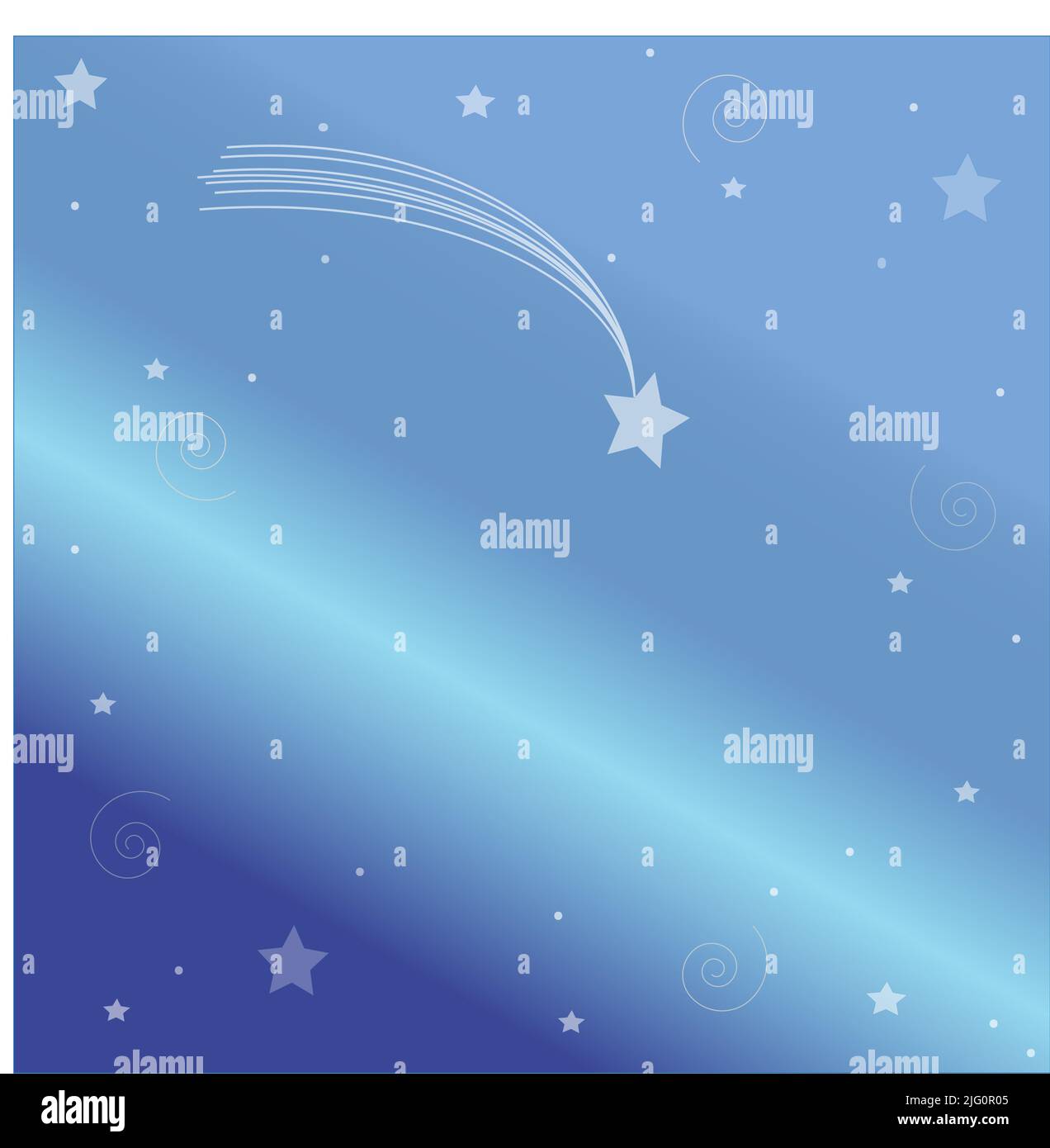 Graphic gradient Blue with stars Background and 2nd image with Christmas Silver and Blue Bells Stock Photo