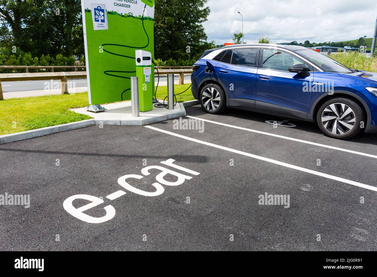 Electric car, e car, charging point in Donegal Town, Ireland Stock