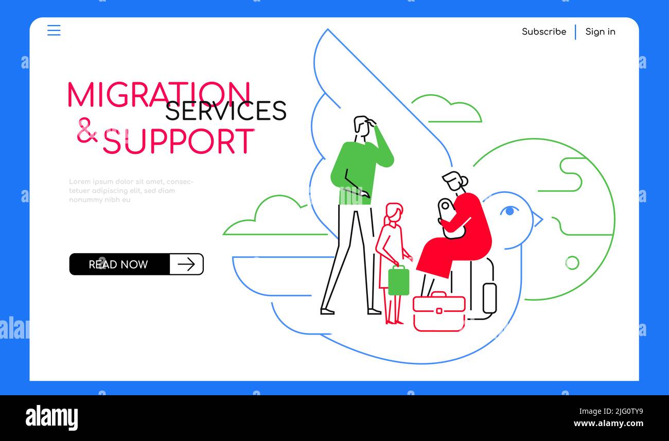 Migration services and support - modern flat design style web banner Stock Vector