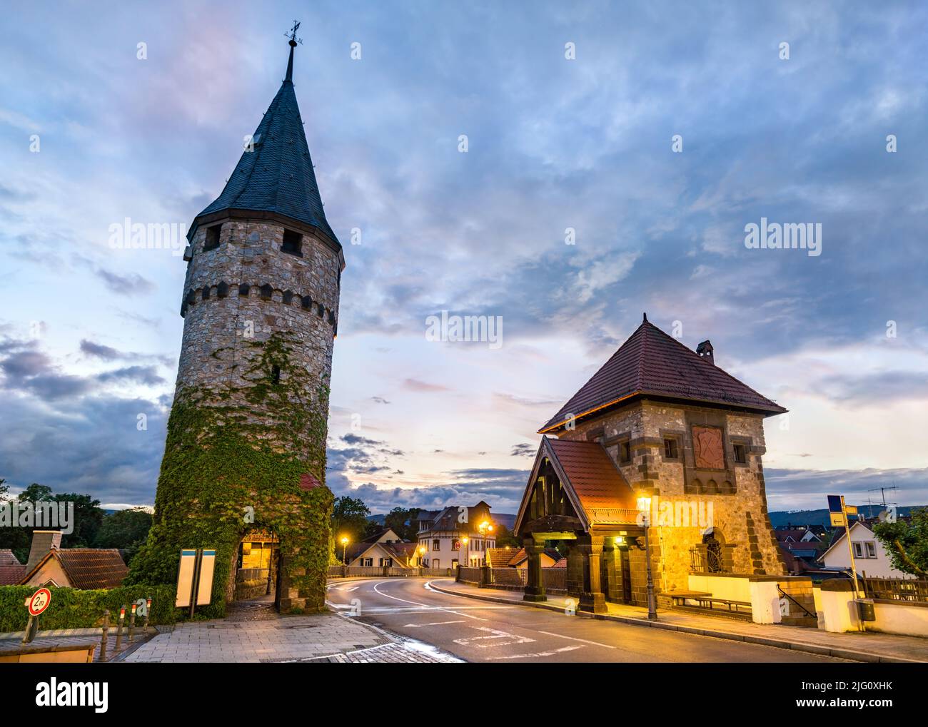 Witches Tower and Watch Guard Tower in Bad Homburg near Frankfurt in Germany Stock Photo