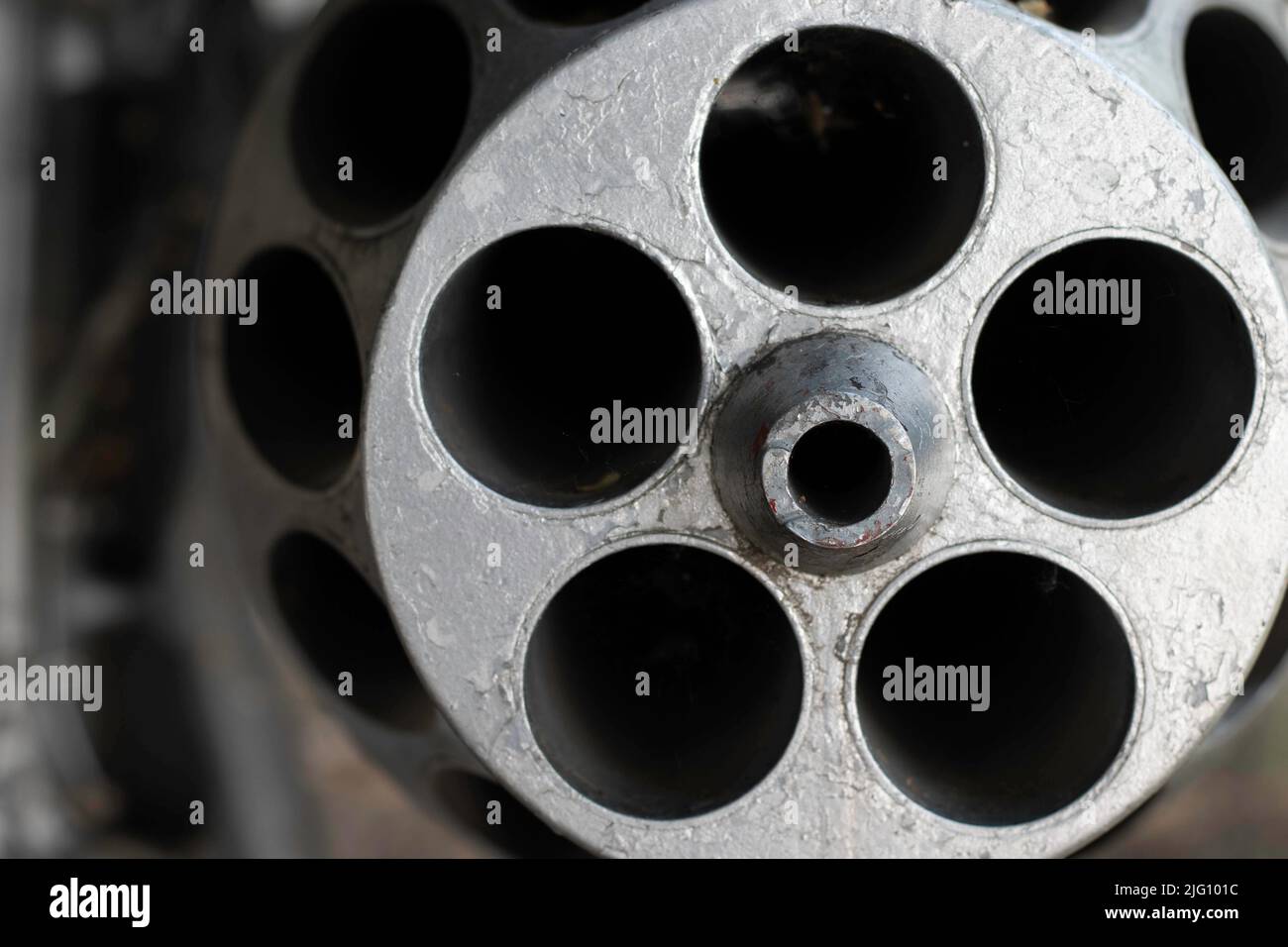 gray metal guns on a plane in a museum Stock Photo Alamy
