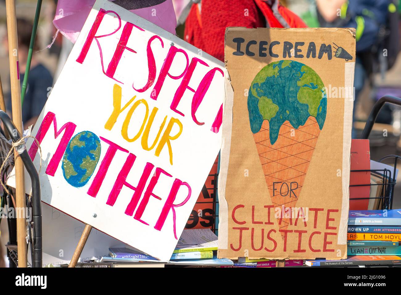 Signs used by Extinction Rebellion supporters during their occupation ...