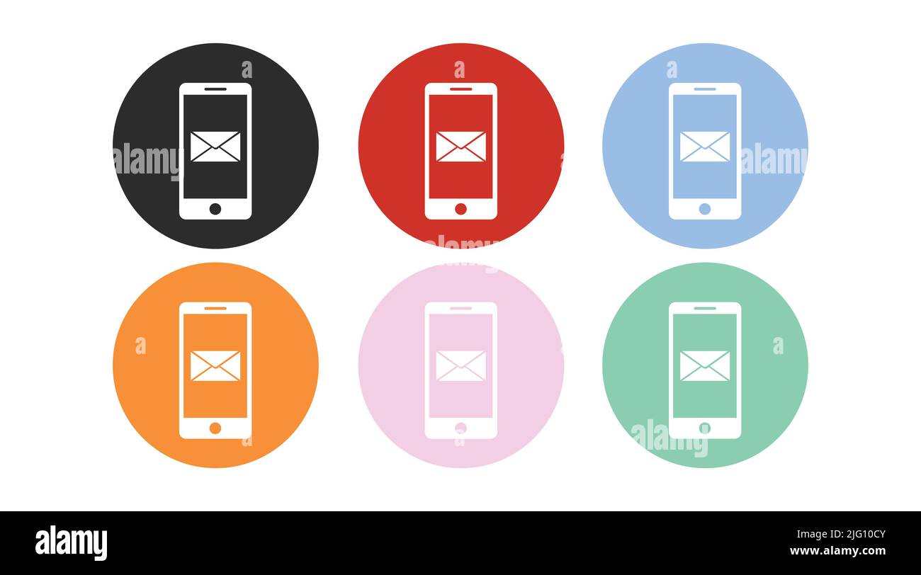 Mail Notification Icon set. Vector isolated flat illustration of a ...