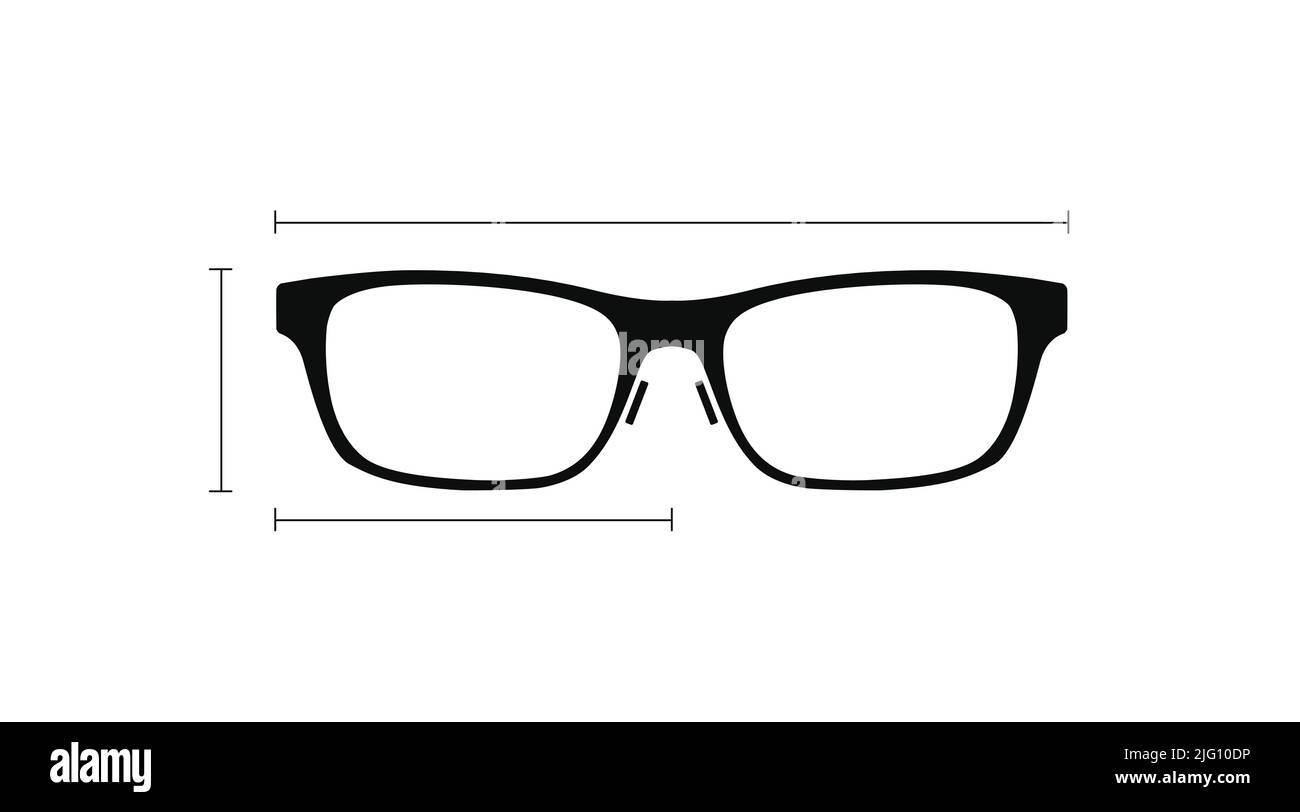 Printable Spectacle Frame Ruler Vector Isolated Illustration of a black Glasses frame with measures on ...