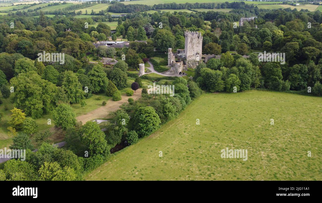Blarney castle  Ireland drone aerial footage Stock Photo