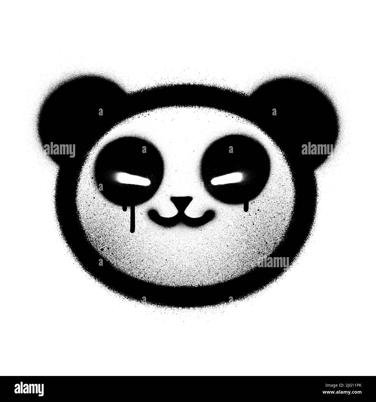 graffiti panda sprayed in black over white Stock Vector