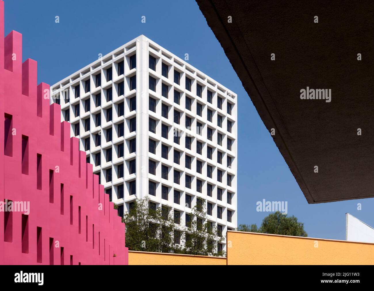 Abstracted view of entrance wall. Camino Real Polanco México, Mexico City, Mexico. Architect: Ricardo Legorreta, 1968. Stock Photo