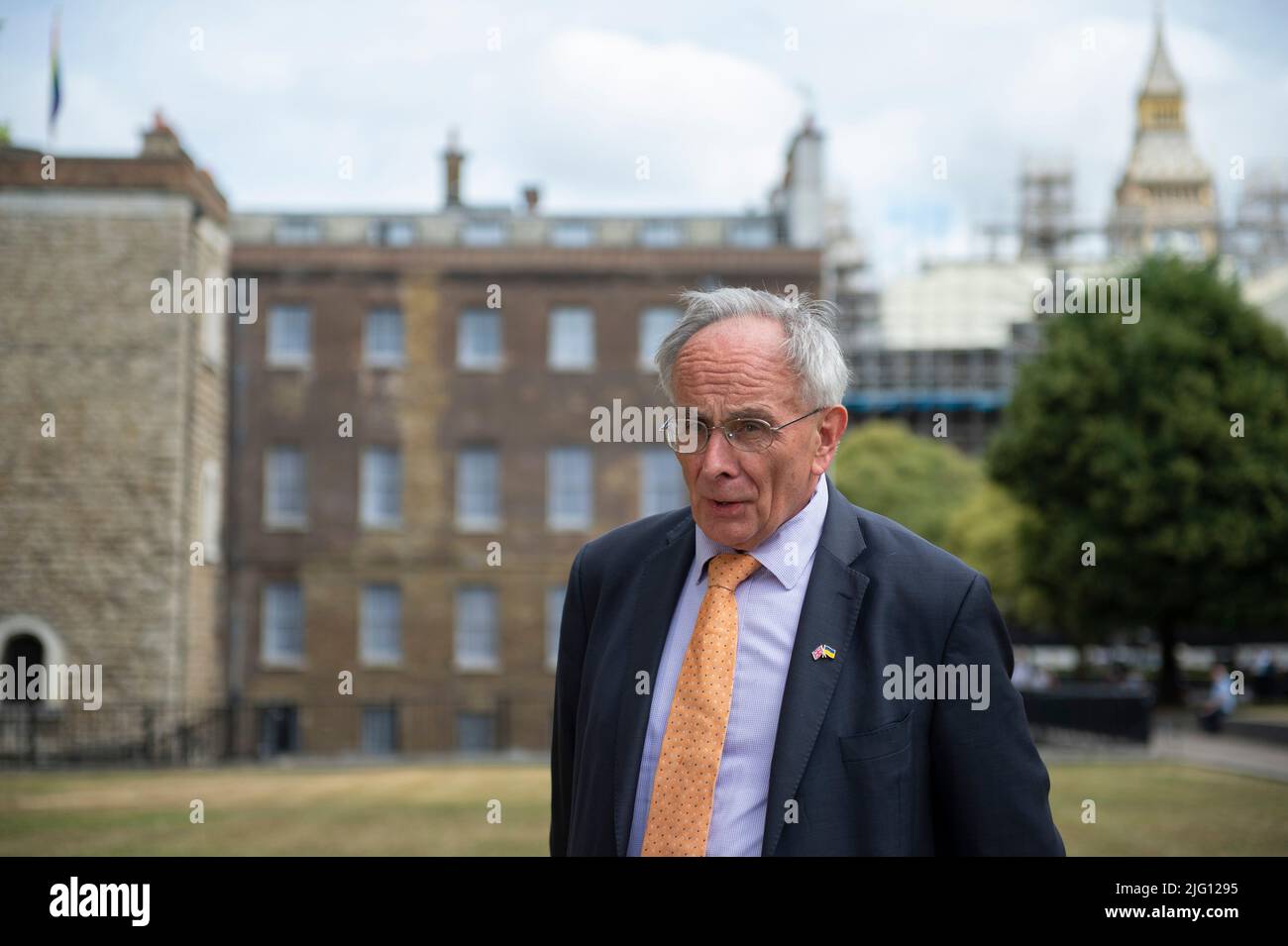 London 6th July 2022: Peter Bone MP, Wellingborough the day after Rishi Sunak and Sajid Javid resigned as Chancellor of the Exchequer and Health Secre Stock Photo