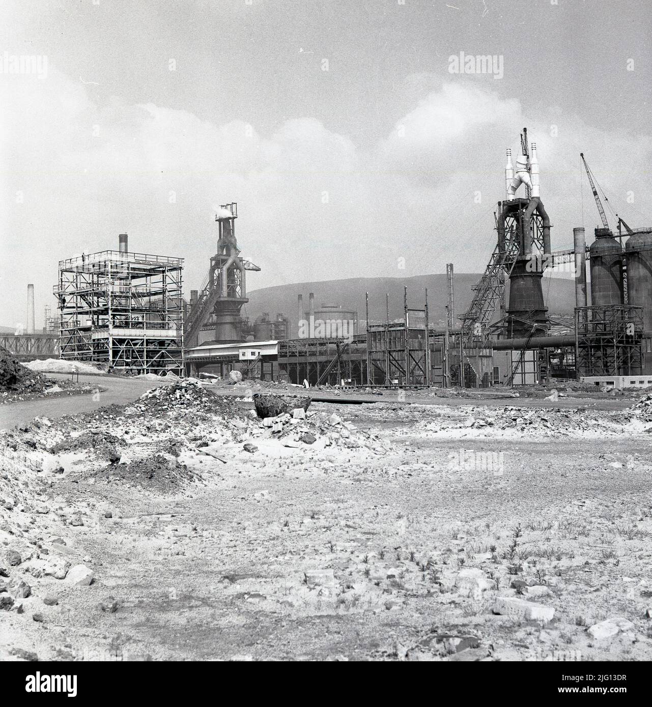1950, historical, Port Talbot, Wales, the Abbey Works Steel plant in