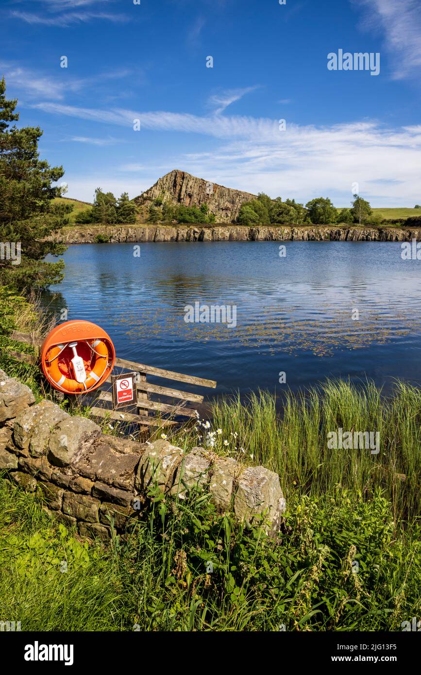 The Whin Sill at Cawfields Quarry on Hadrian’s Wall, Northumberland, England Stock Photo