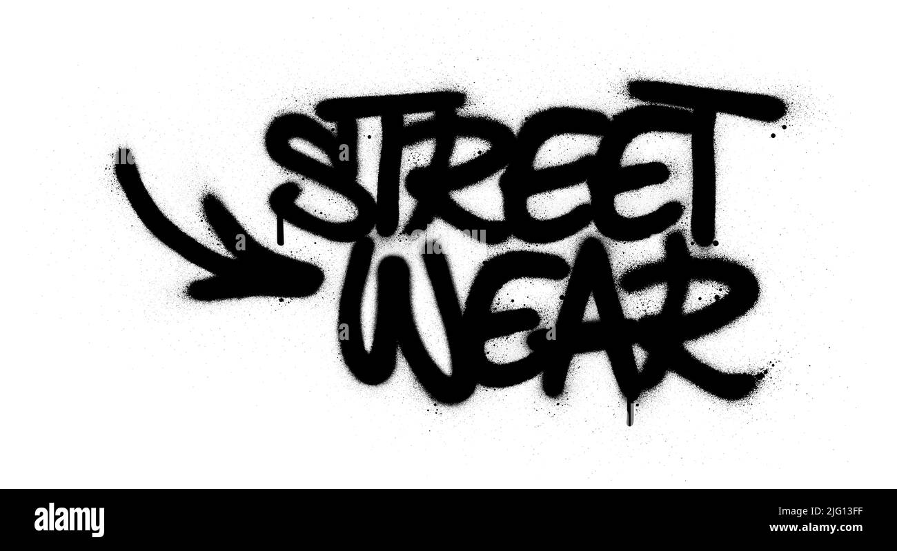 graffiti street wear text sprayed in black over white Stock Vector