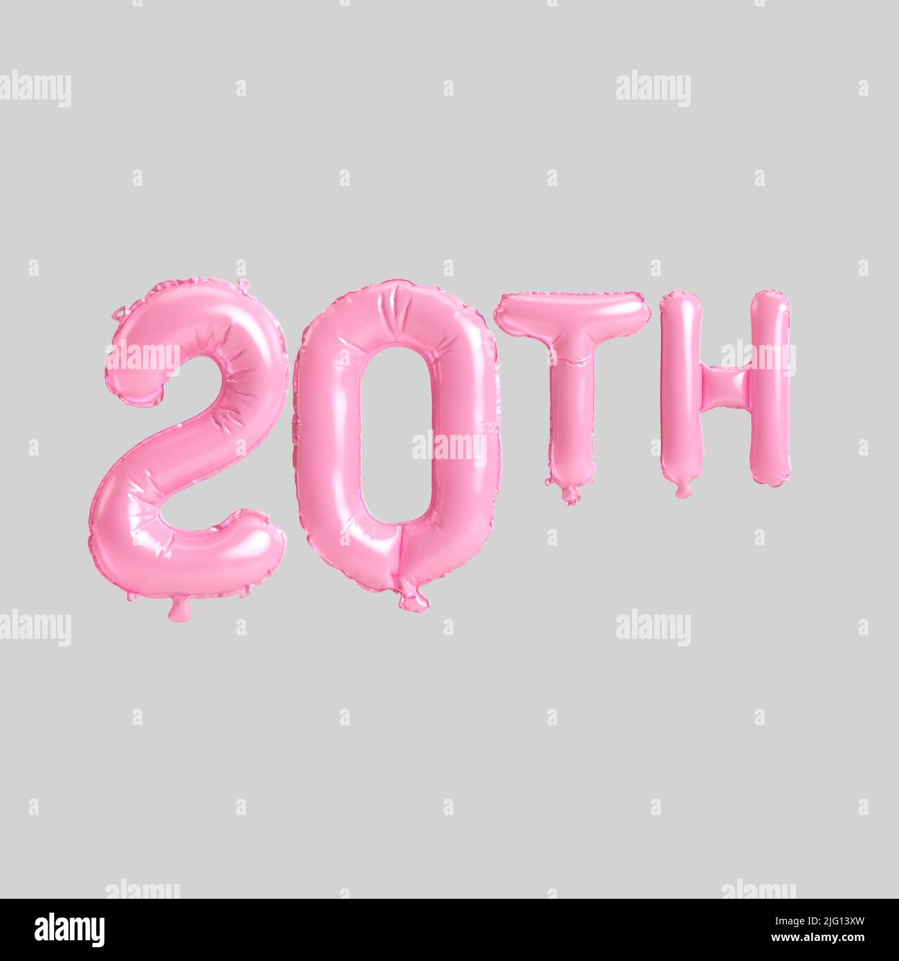 3d illustration of 20th pink balloons isolated on background Stock Photo