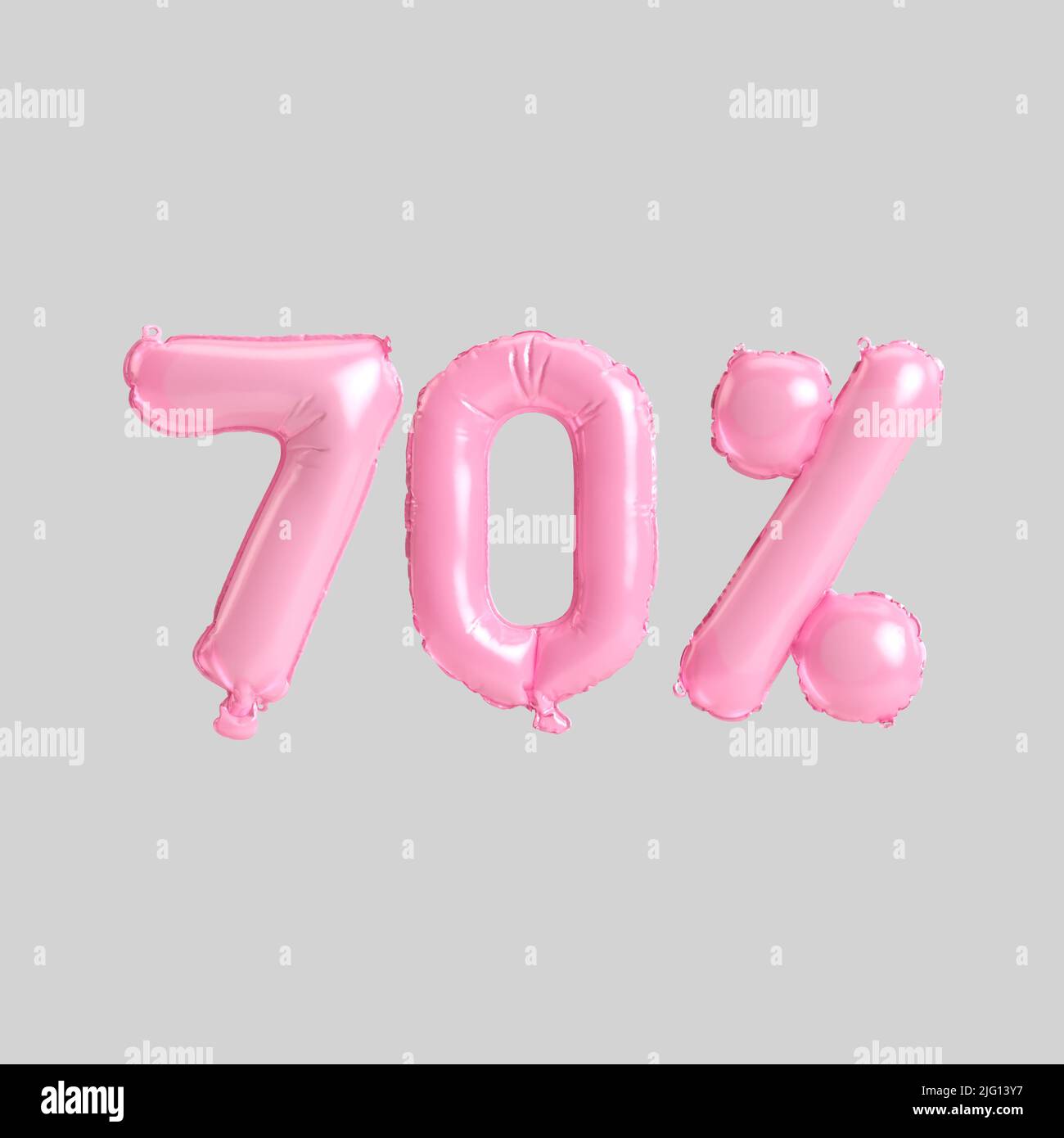 3d illustration of 70 percent pink balloons isolated on background ...