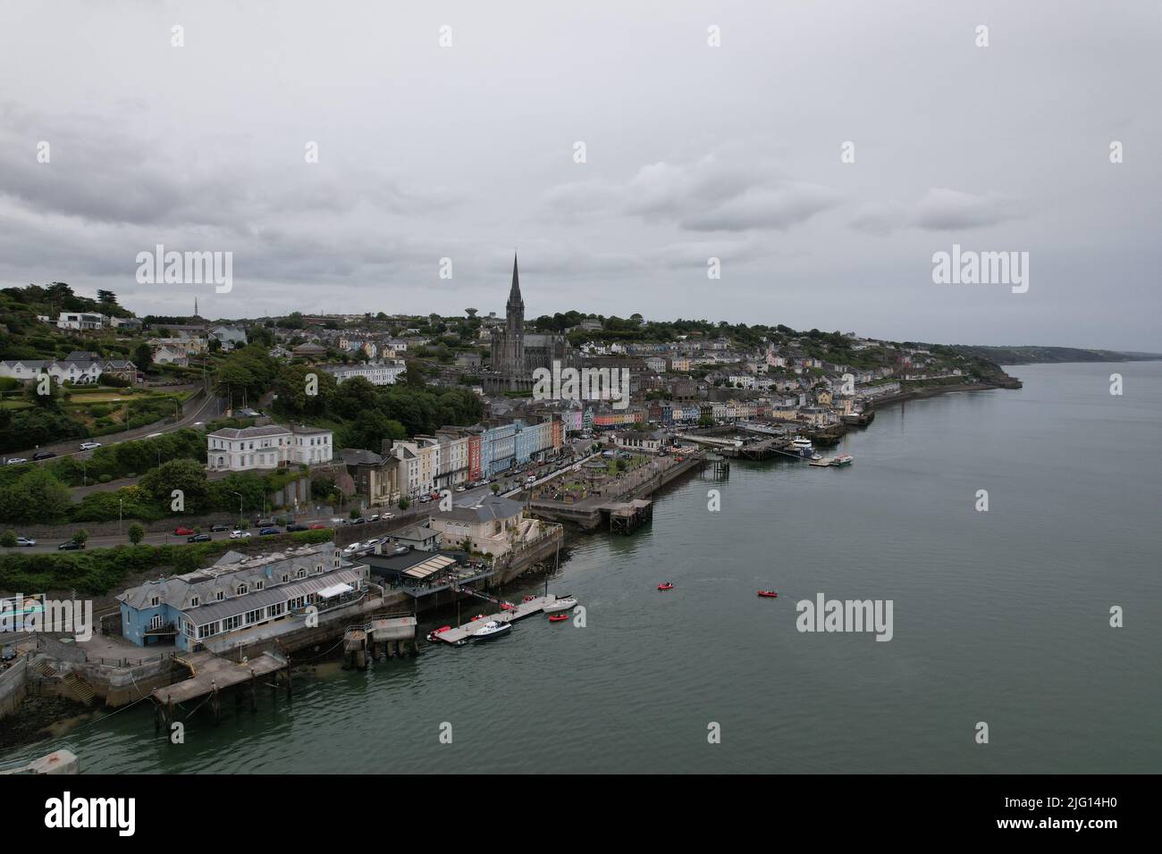 Cobh town and waterfront  Ireland drone aerial view Stock Photo