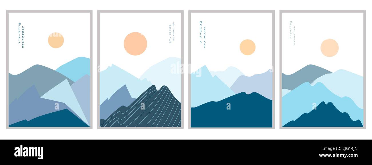 Vector illustration mountain winter landscape posters. Geometric landscape background Stock Vector