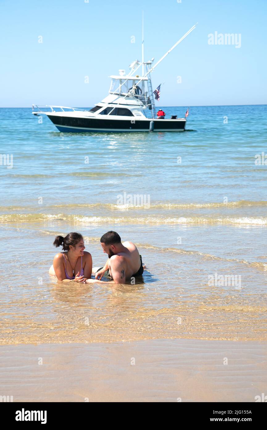 A couple on the beach.   Corporation Beach, Dennis, MA (Cape Cod) USA Stock Photo
