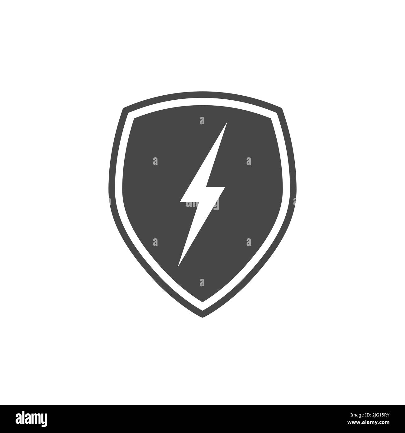 Vector shield and lightning symbol isolated on white background Stock Vector