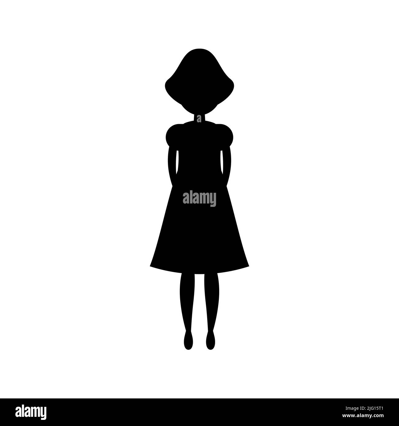 Black silhouette woman standing isolated on white background Stock Vector
