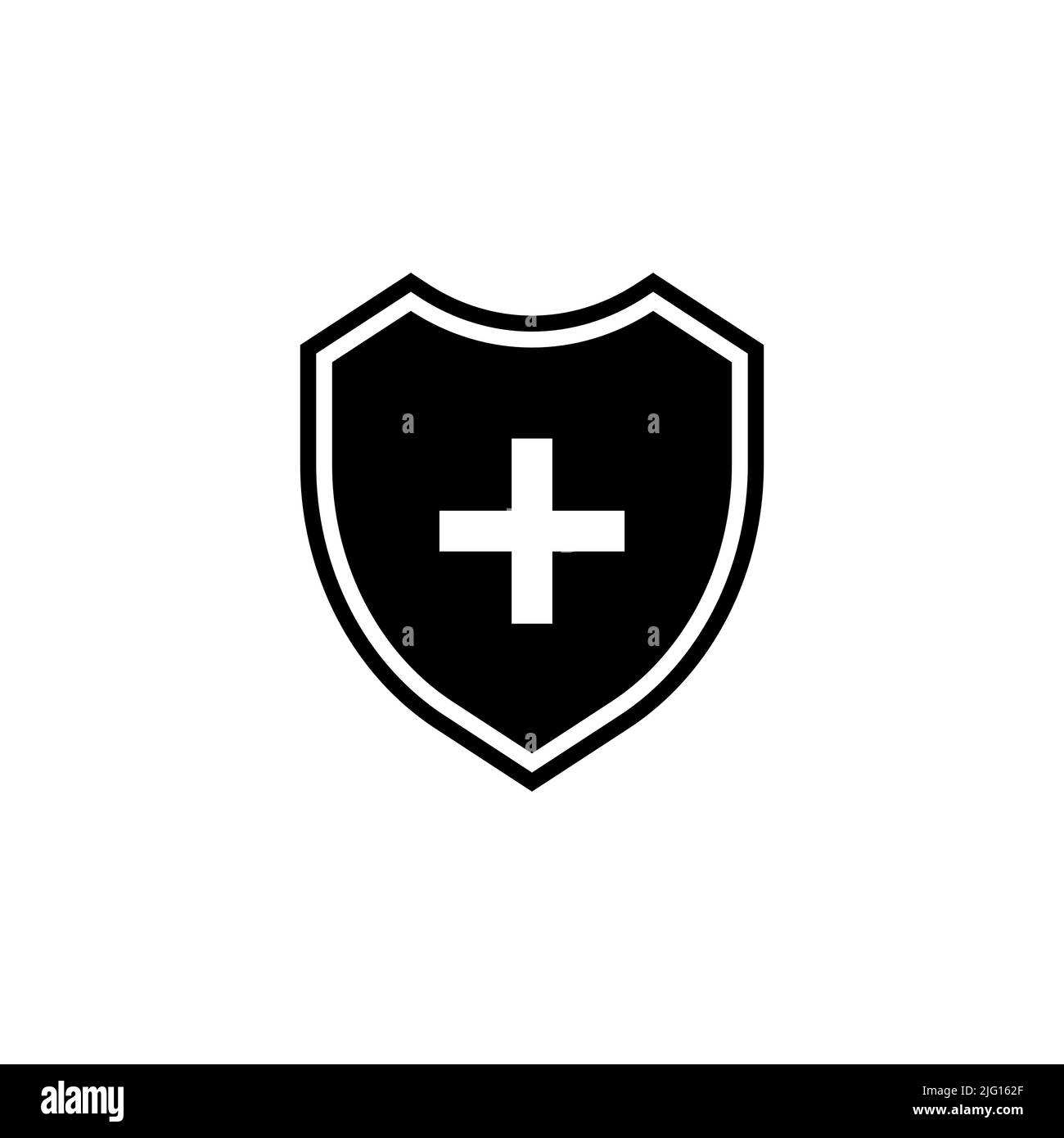 Medical shield with cross icon isolated on white background Stock Vector