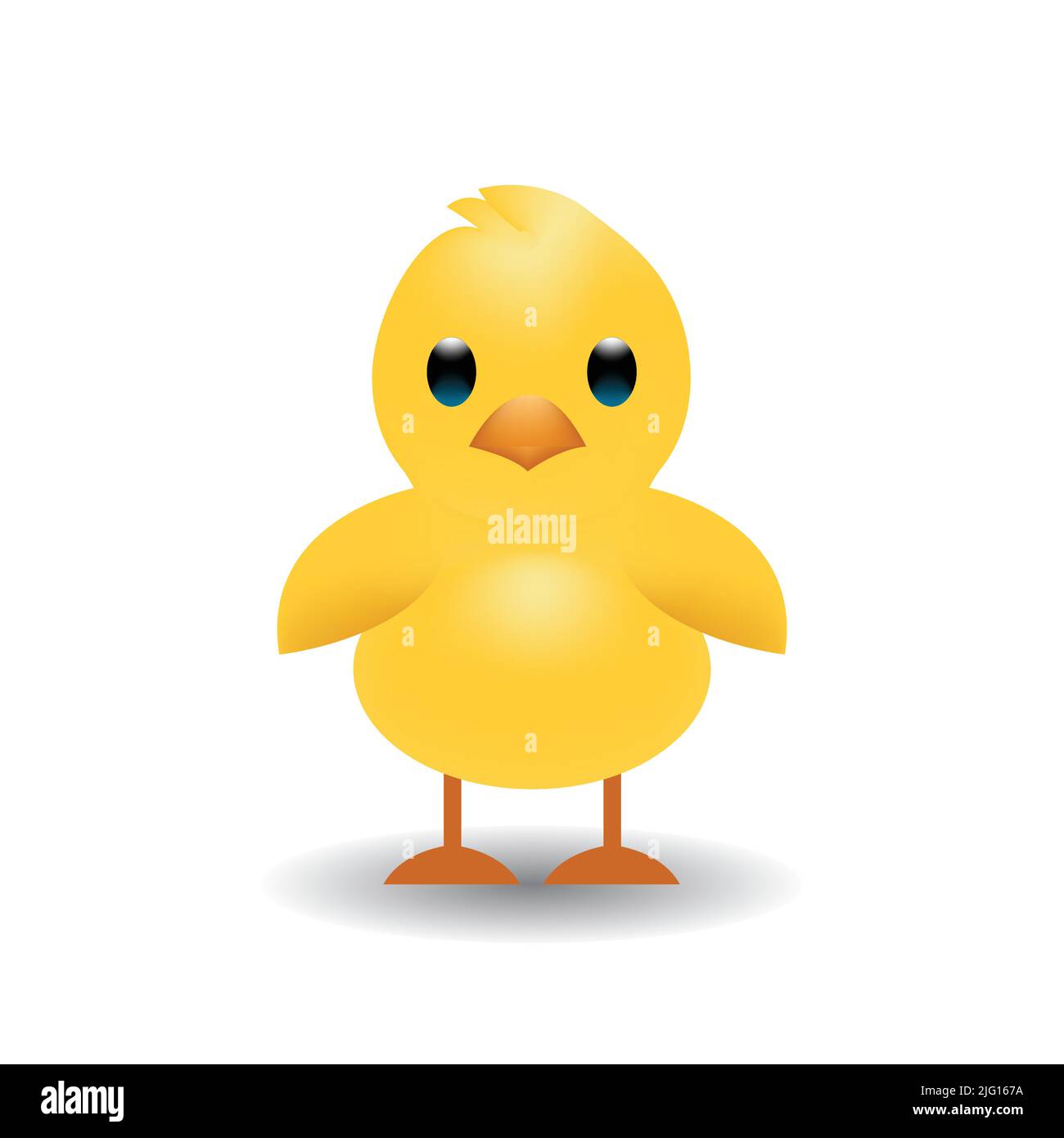 Funny yellow newborn chicken cute emoji character vector Illustration. Stock Vector