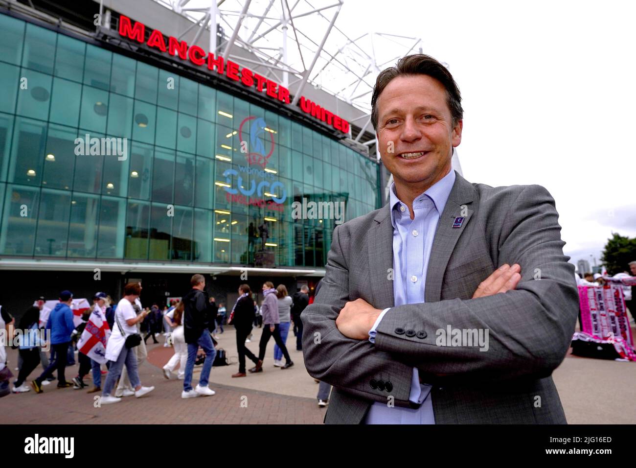 Nigel Huddleston MP, Minister for Tourism, Sport, Commonwealth Games, Heritage, and Civil Society, ahead of the UEFA Women's Euro 2022 Group A match at Old Trafford, Manchester. Picture date: Wednesday July 6, 2022. Stock Photo