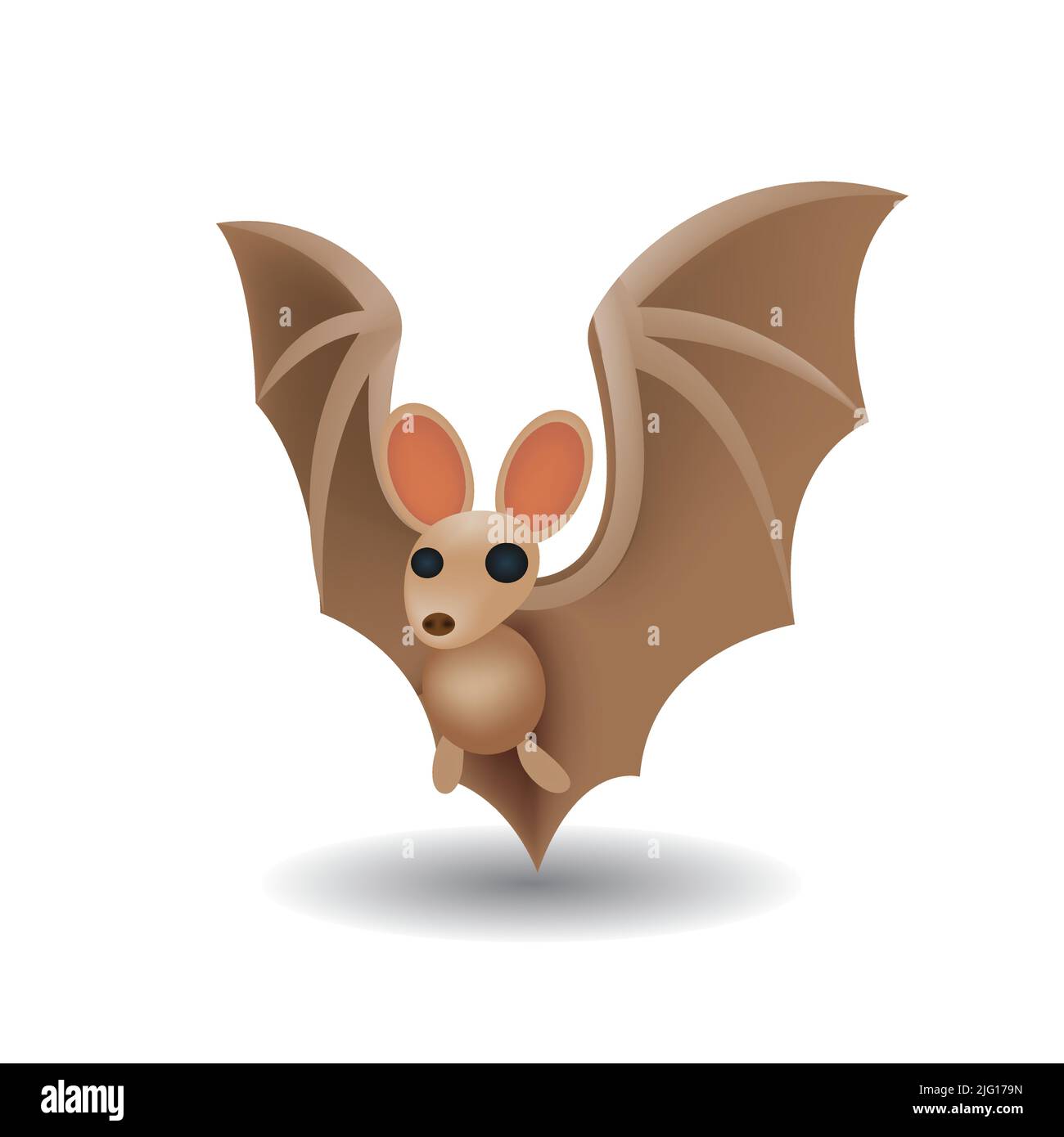 Bat emoji bird vector illustration. Cute brown bat isolated on white