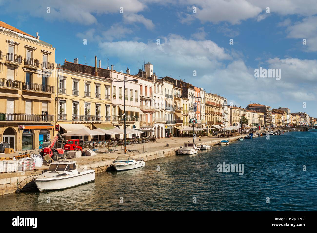 The royal canal on a sunny summer evening, in Sete in Herault, in Occitanie, France Stock Photo