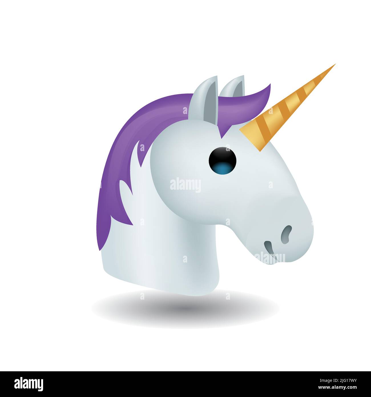 Flat vector unicorn emoji illustration. Unicorn Realistic Vector Icon