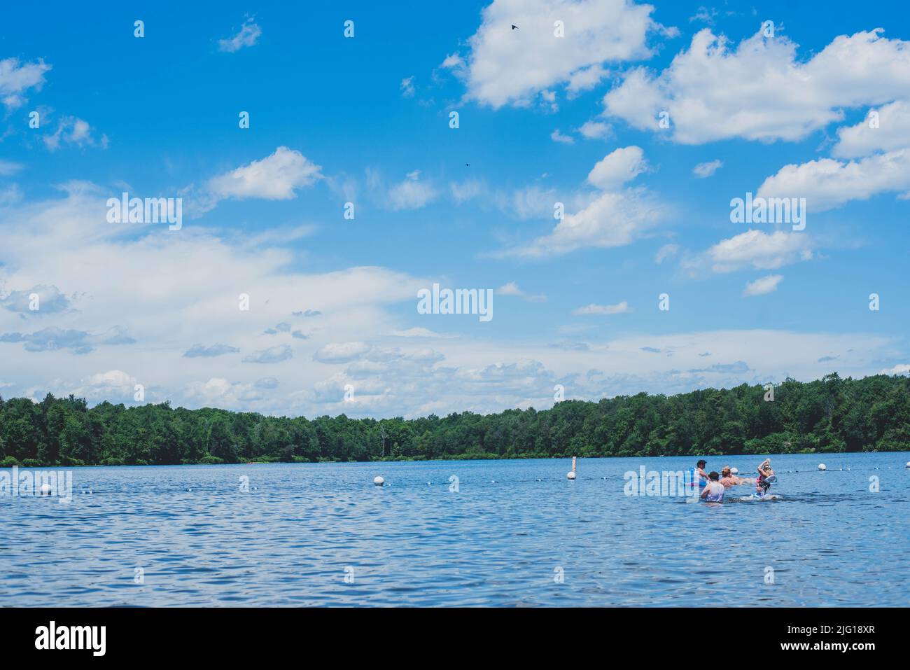 Vacationers enjoy time at Lake Jean, Rickets Glen State Park, Northern Pennsylvania Stock Photo