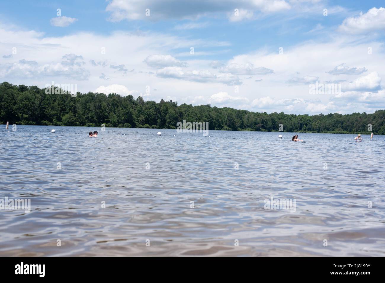 Vacationers enjoy time at Lake Jean, Rickets Glen State Park, Northern Pennsylvania - Stock Image
