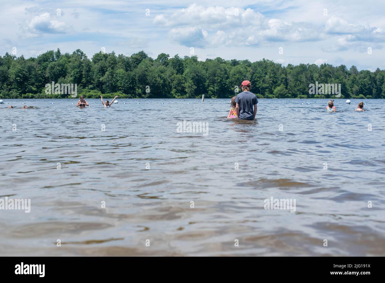 Vacationers enjoy time at Lake Jean, Rickets Glen State Park, Northern Pennsylvania Stock Photo
