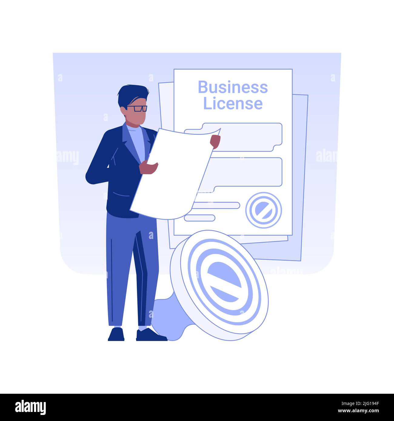 Business license isolated concept vector illustration. Business owner
