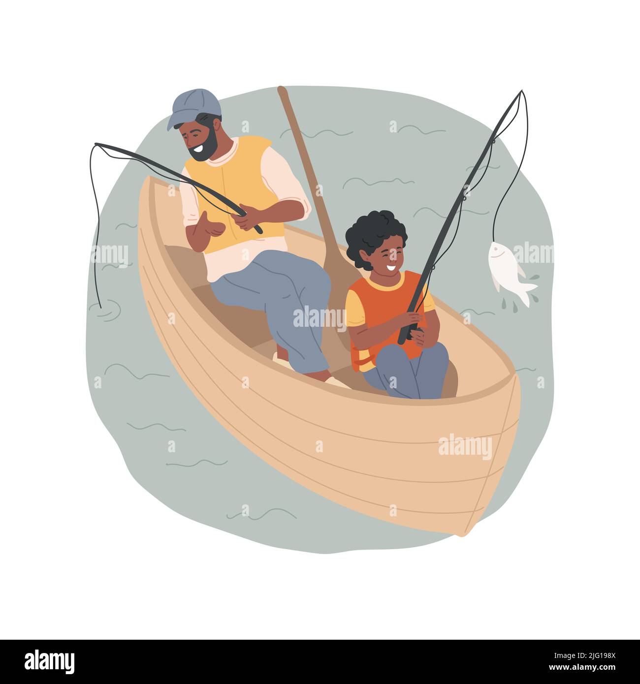 Family fishing from a boat Cut Out Stock Images & Pictures - Alamy