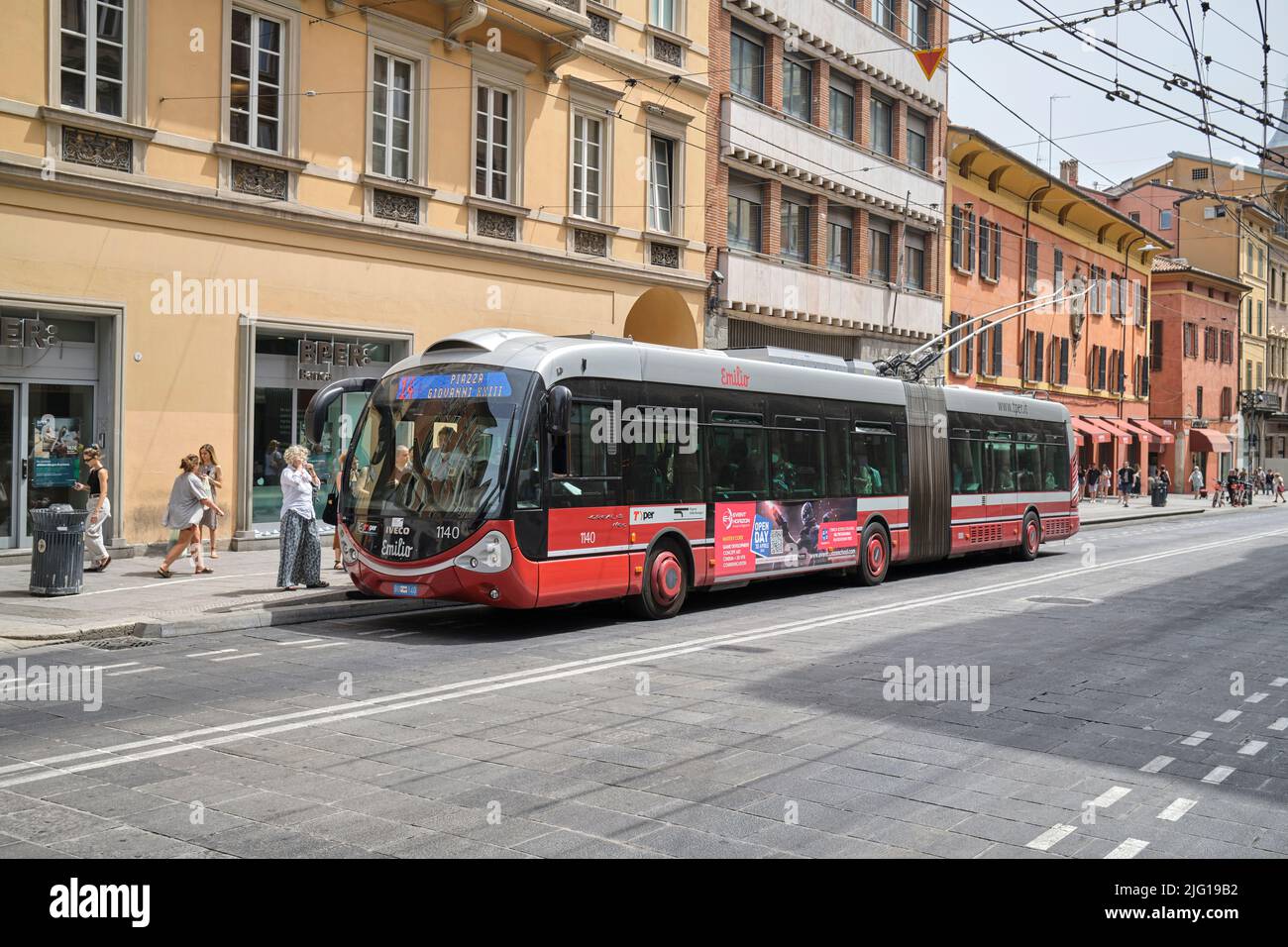 Public Bus in downtown Bologna Italy Stock Photo Alamy