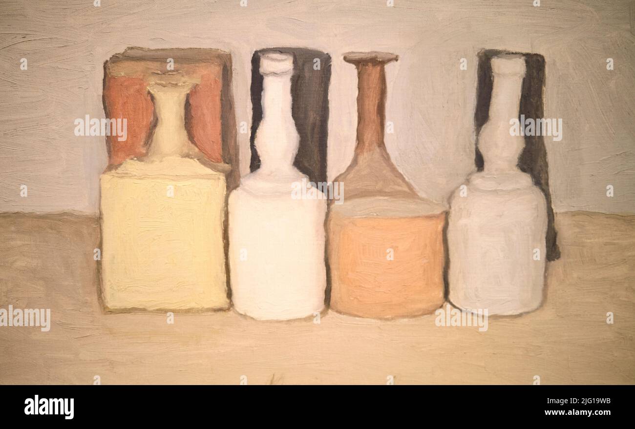 Giorgi Morandi Still Life Painting Bottles in Museo Marandi inBologna Italy Stock Photo