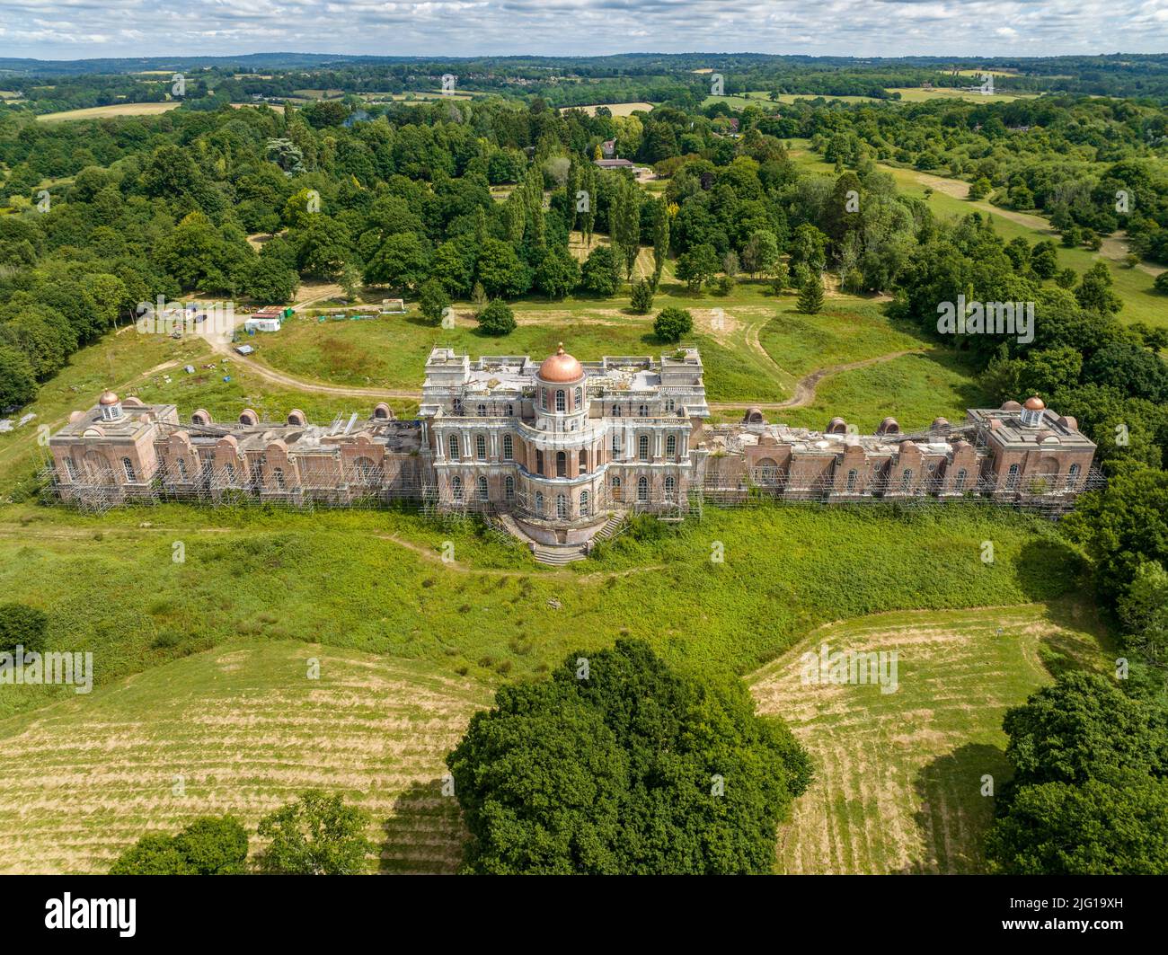 Hamilton Palace near Uckfield, East Sussex, the property belonging to landlord and property baron Nicholas Van Hoogstraten.  abandoned Sussex mansion. Stock Photo