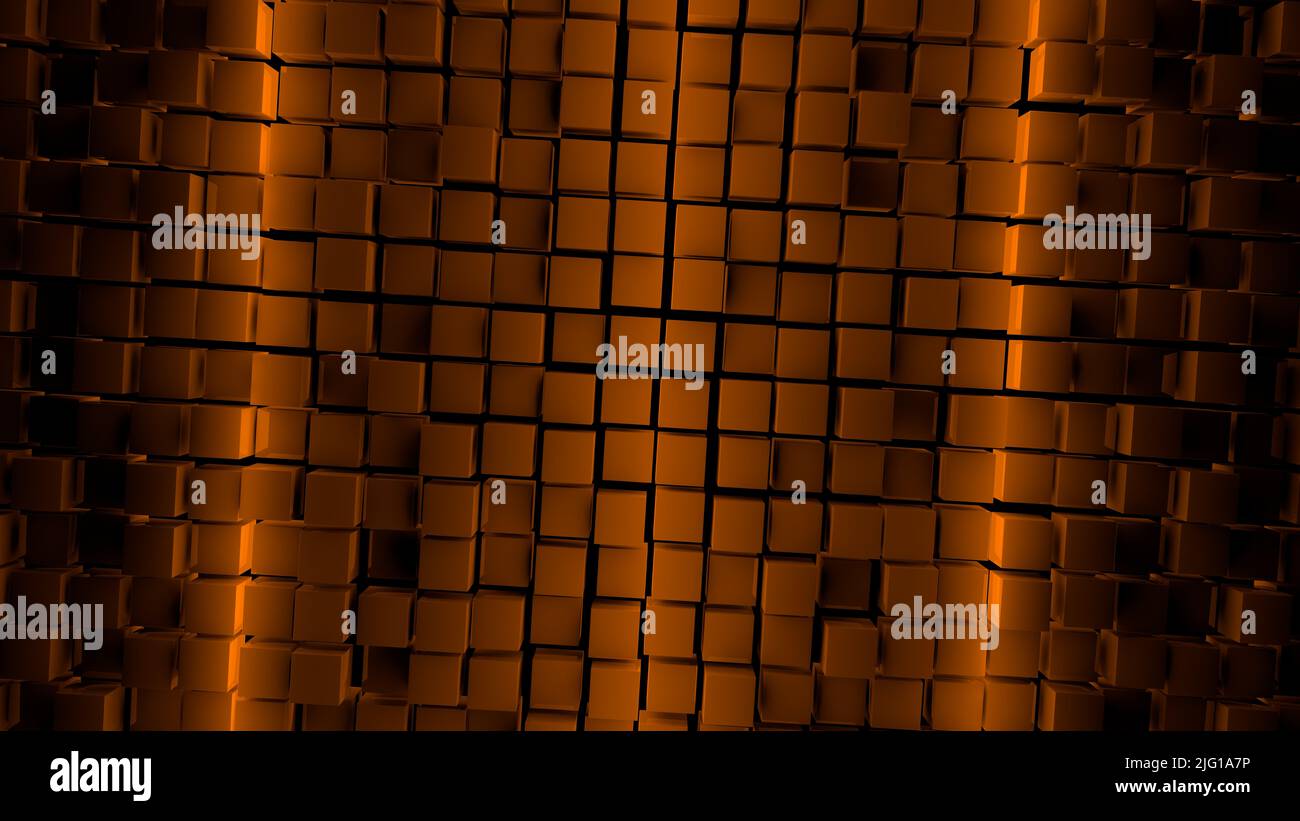 3d Rendering - Abstract orange colored cube background Stock Photo - Alamy