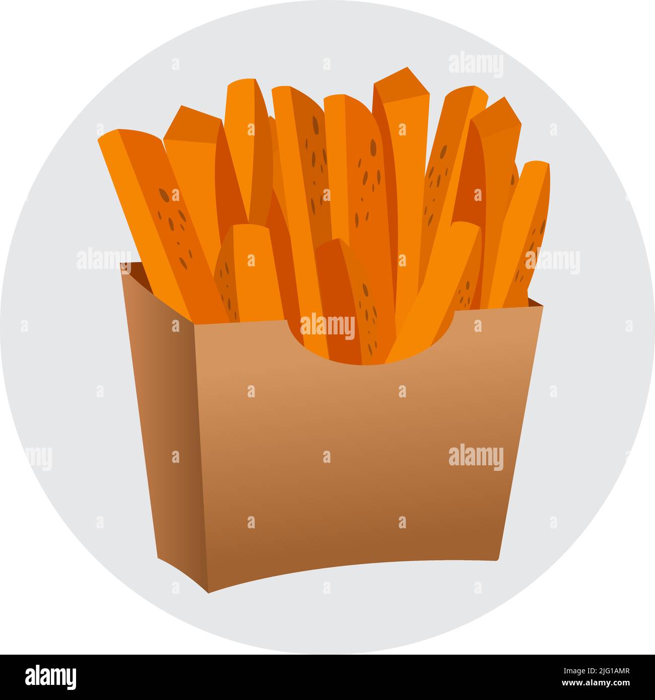 Sweet potato yam wedge fries craft paper holder vector illustration