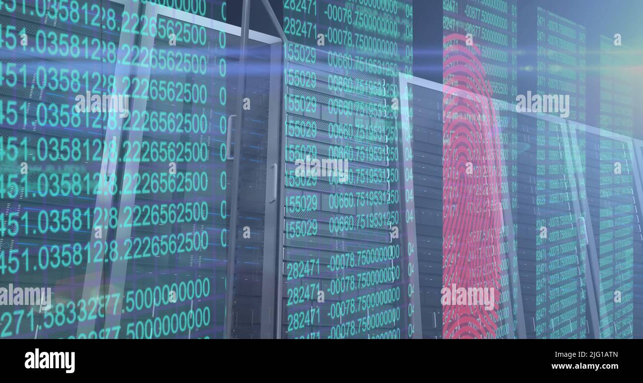 Fingerprint scanner against multiple servers Stock Photo